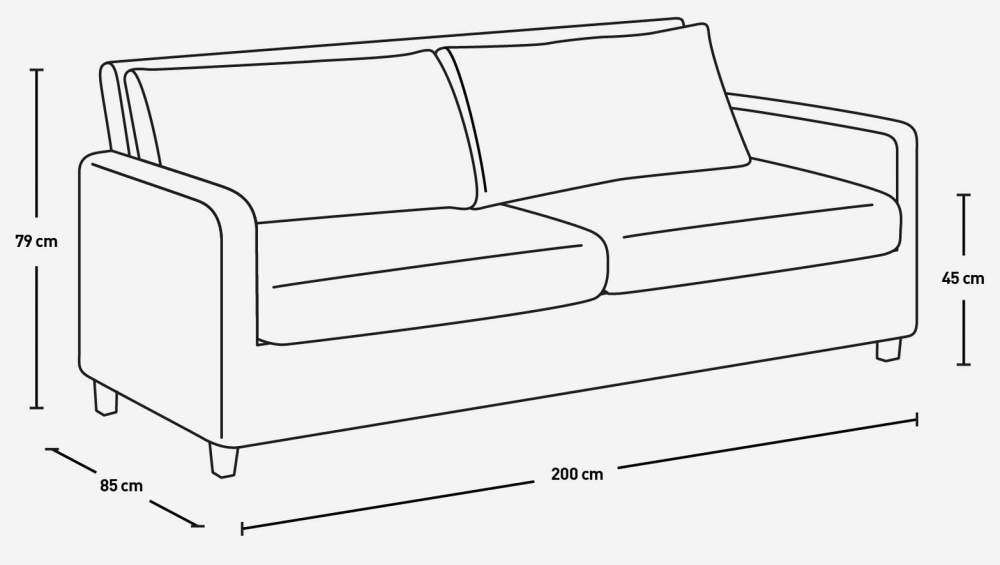3-Sitzer-Sofa aus Samt - Dunkelbraun - Eichenfüße