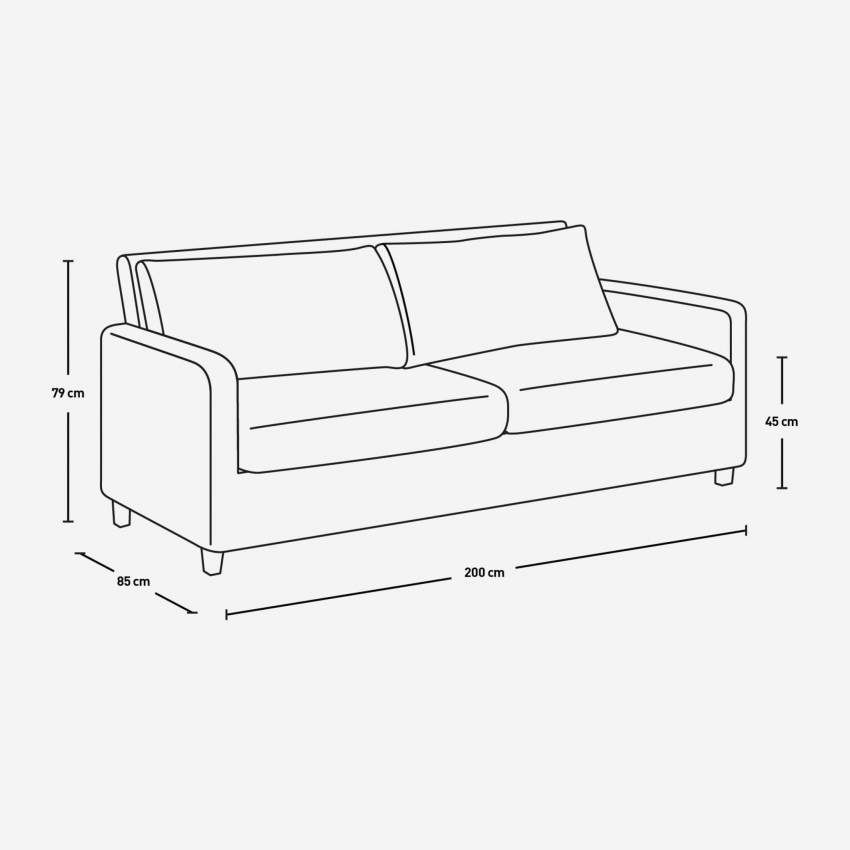 3-Sitzer-Sofa aus Samt - Dunkelbraun - Eichenfüße