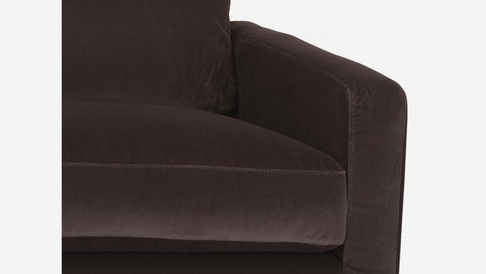 3-Sitzer-Sofa aus Samt - Dunkelbraun - Schwarze Füße