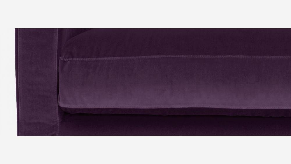 Sofá compacto de terciopelo - Violeta - Patas roble