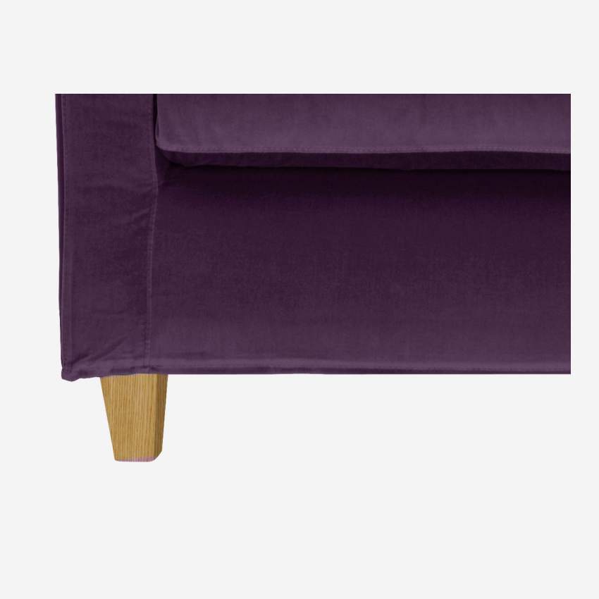 Kompaktsofa aus Samt - Violett - Eichenfüße