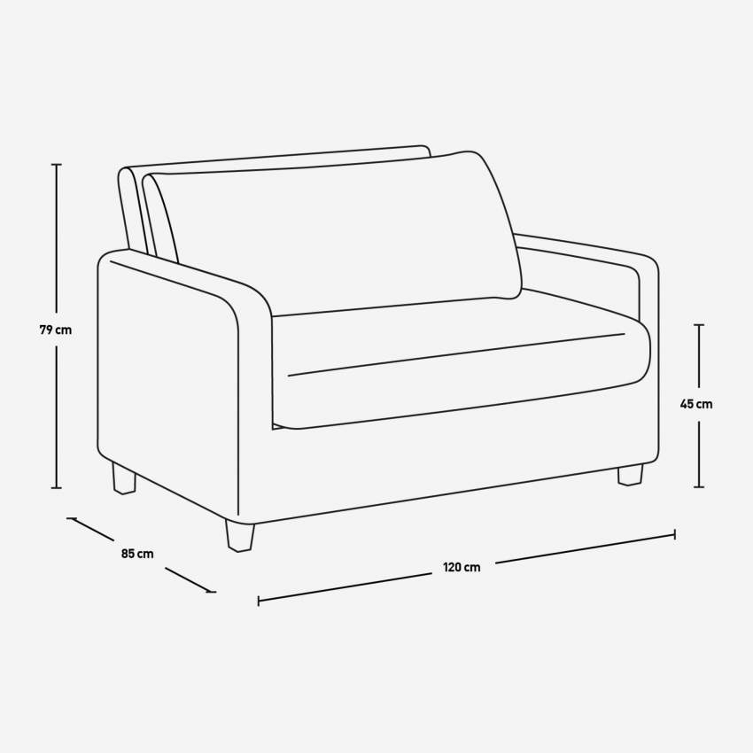 Canapé compact en velours - Brun - Pieds chêne
