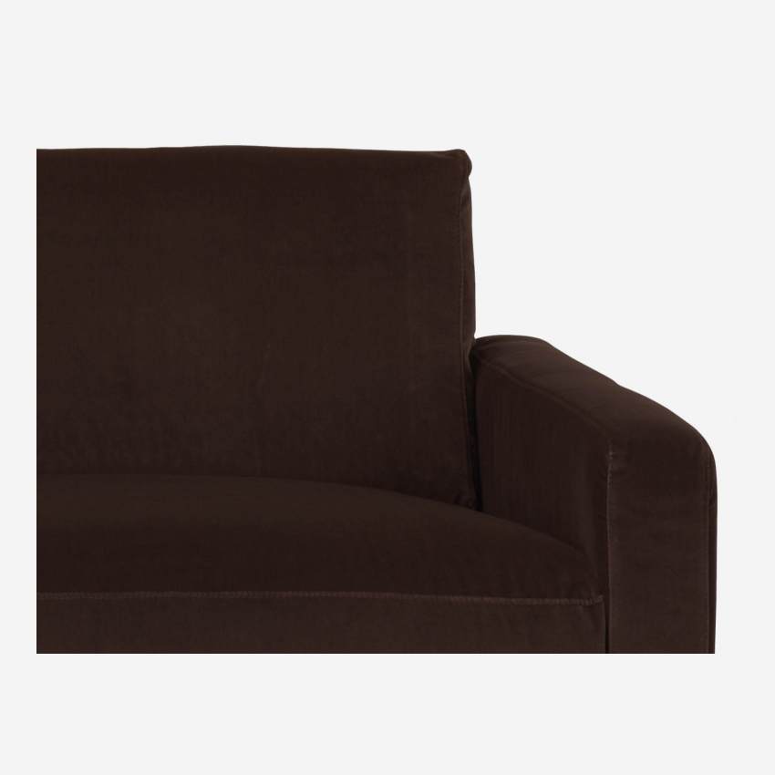 Canapé compact en velours - Brun - Pieds noirs