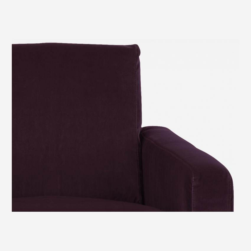 Sessel aus Samt - Violett - Schwarze Füße