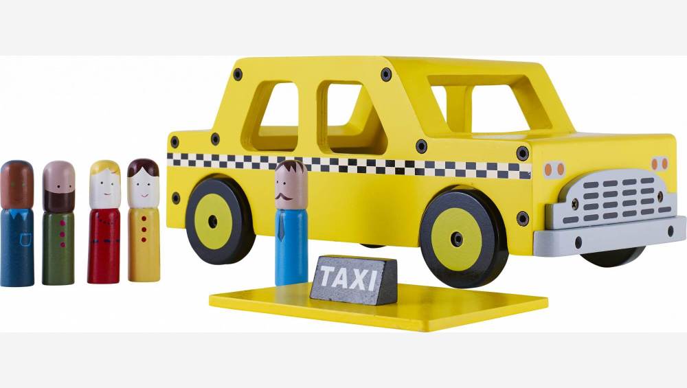 wooden toy taxi