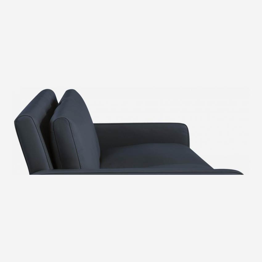 2-Sitzer-Sofa aus Leder - Blau - Schwarze Füße