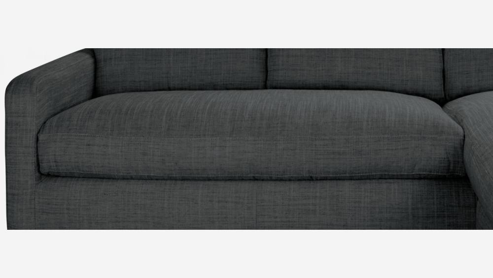 Canapé d'angle 2 places en tissu italien - Gris anthracite - Pieds noirs
