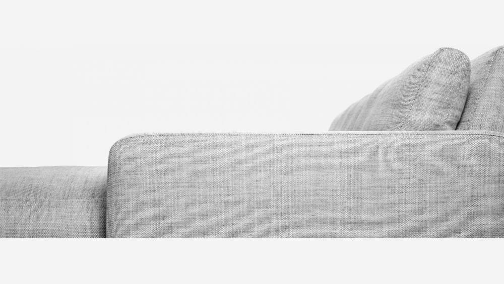 Sofá de ángulo 2 plazas de tela italiana - Gris claro - Patas negras