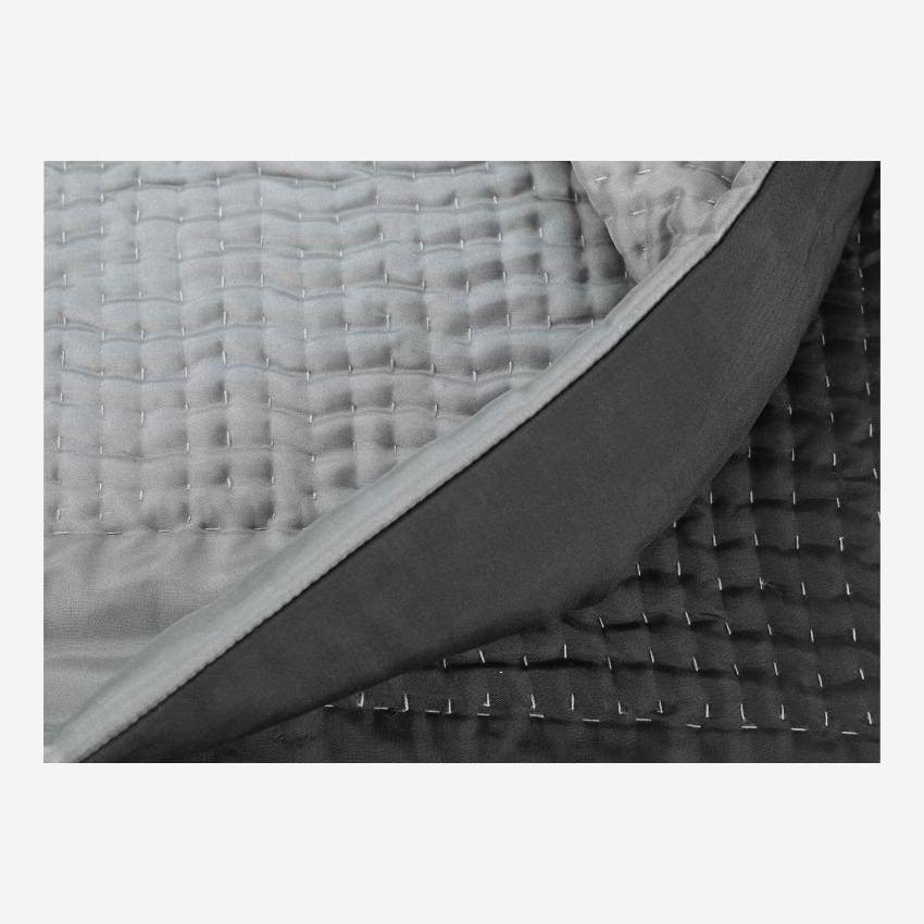Dessus de lit matelassé en soie - 230 x 260 cm - Noir