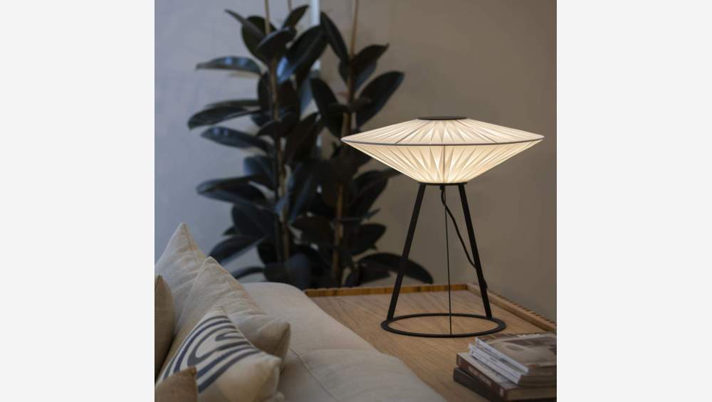 Lampe de table -  Acier et Tissu - Noir et Blanc - Design by Béatrice Durandart