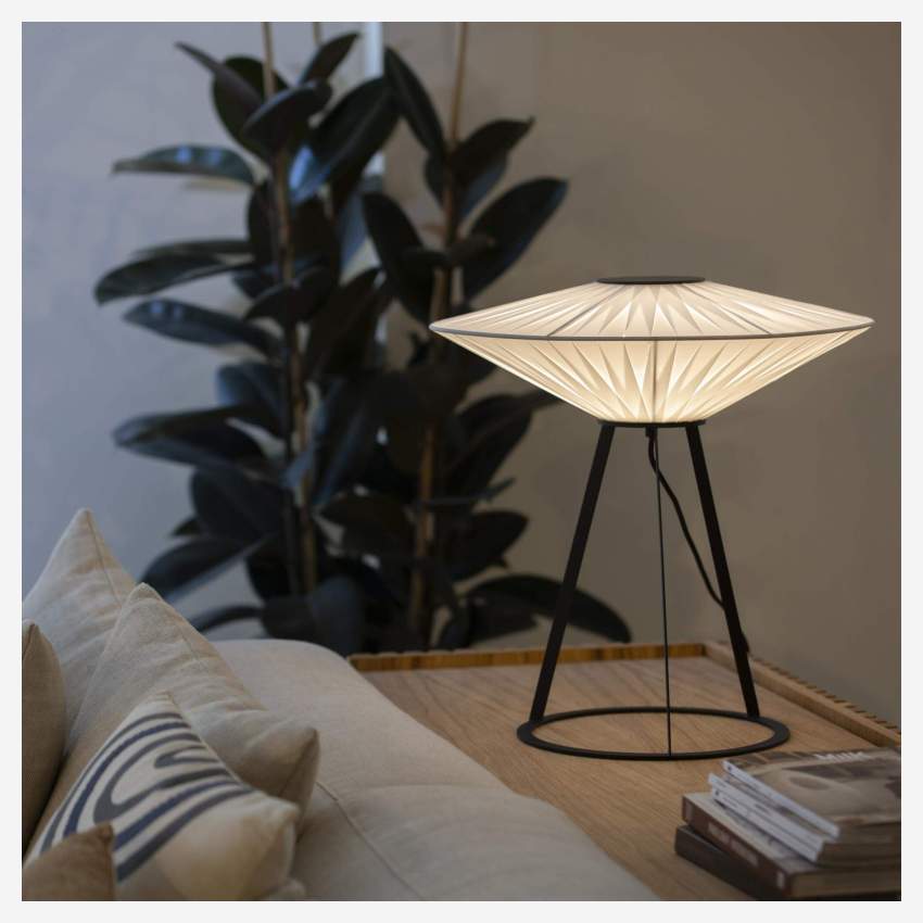 Lámpara de mesa-Acero y tela-Negro y blanco- Design by Béatrice Durandart
