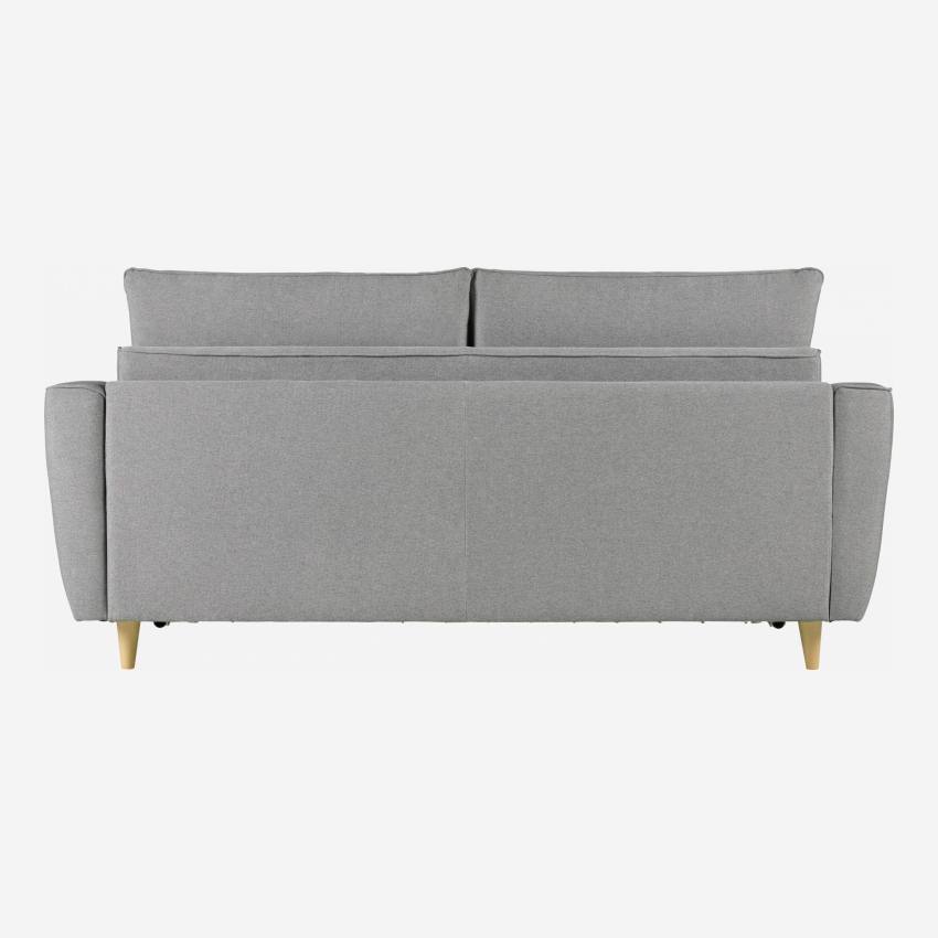 Fabric 3-seater sofa bed with slatted bed base - Light grey
