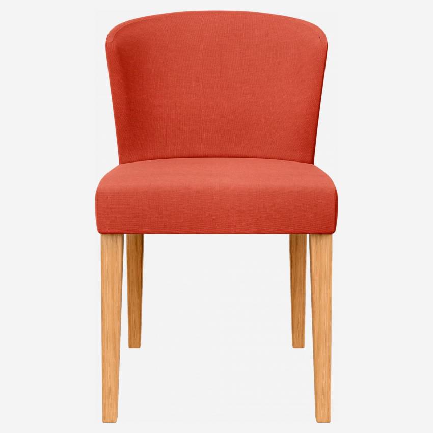 Chaise en tissu - Orange - Pieds chêne