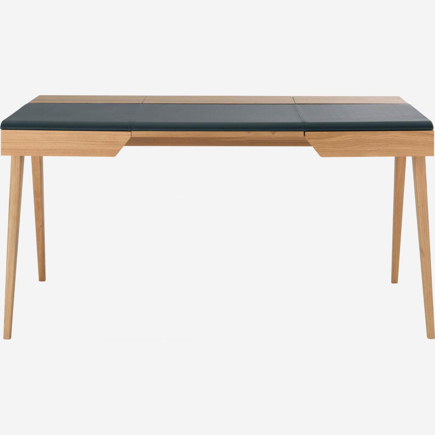 Bureau en chêne et cuir brun - 147 cm