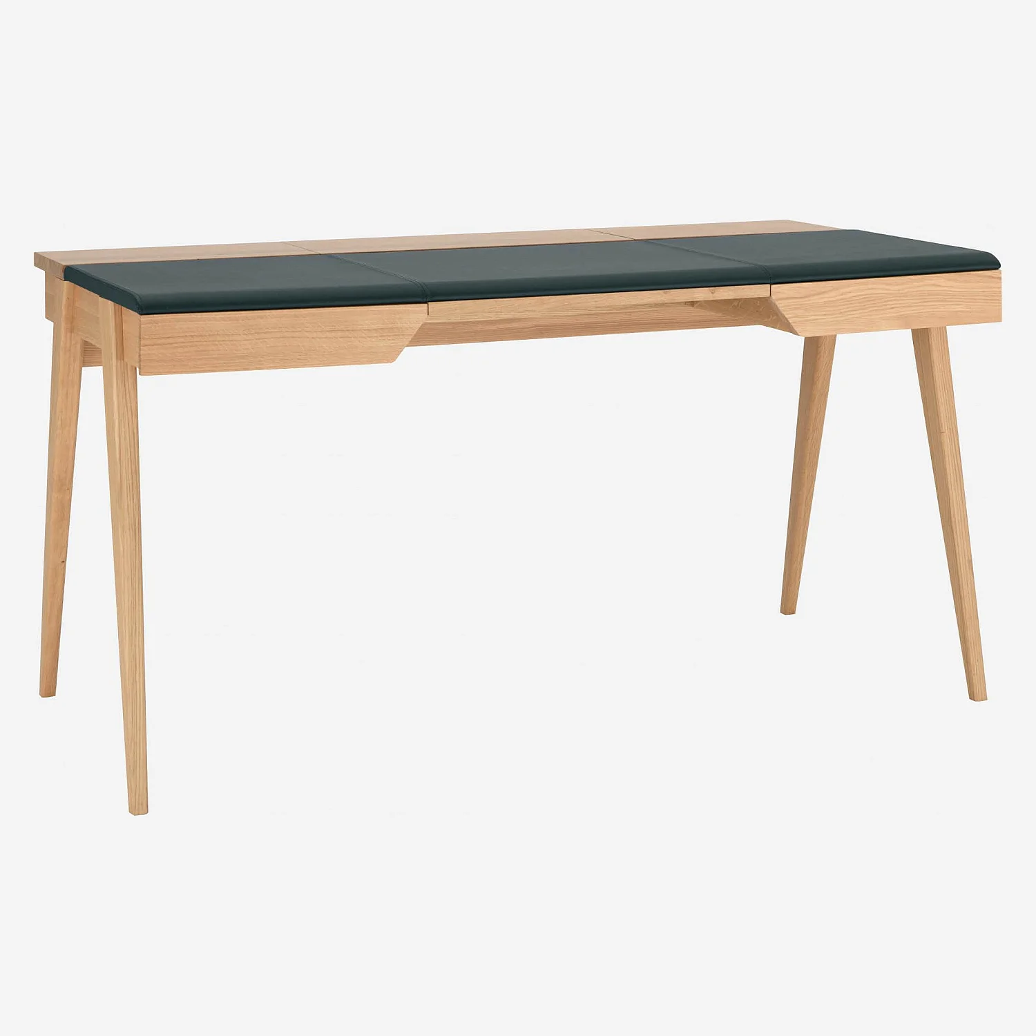 Bureau en chêne et cuir brun - 147 cm - 7