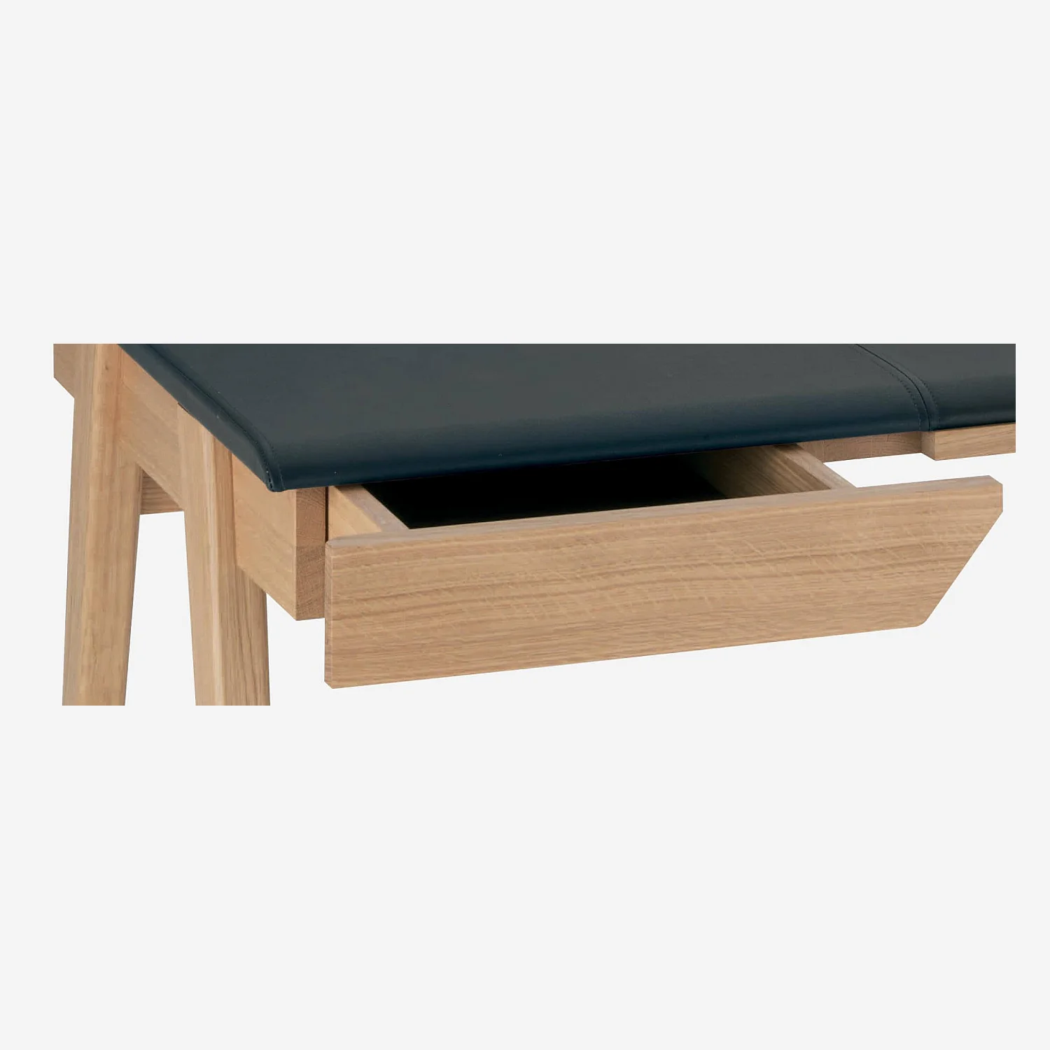 Bureau en chêne et cuir brun - 147 cm - 8