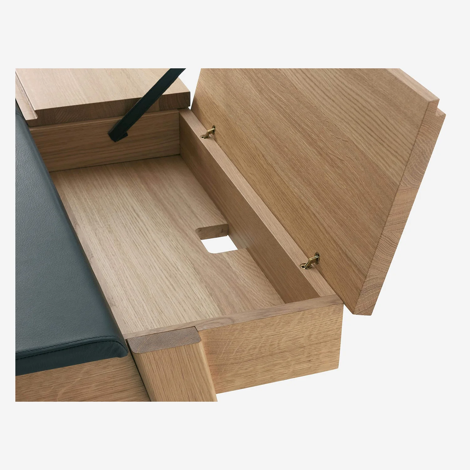 Bureau en chêne et cuir brun - 147 cm - 5