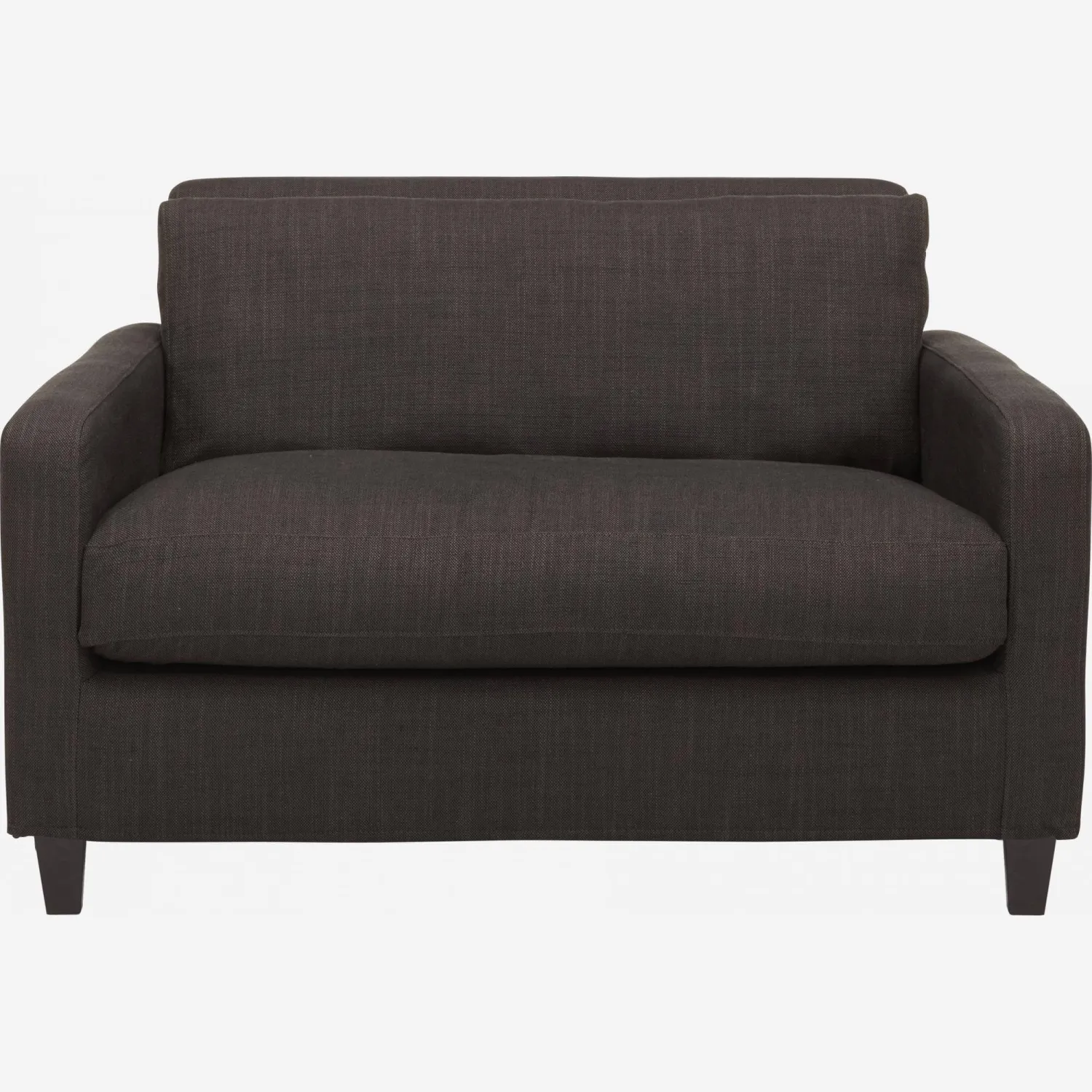 Canapé compact en tissu italien - Marron - Pieds noirs