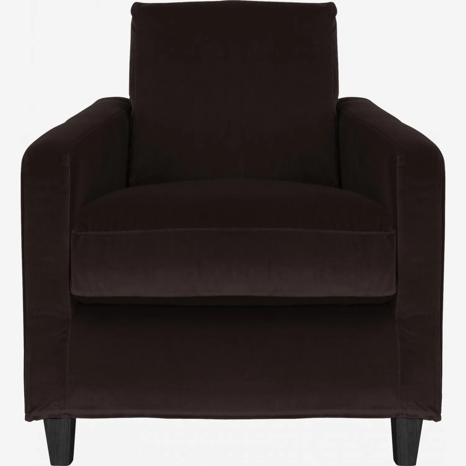 Fauteuil en velours - Marron - Pieds noirs