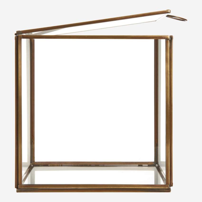 Boîte carré en verre – 18 x 18 x 18 cm – Transparent et doré