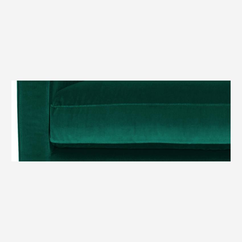 Canapé compact en velours - Vert - Pieds chêne