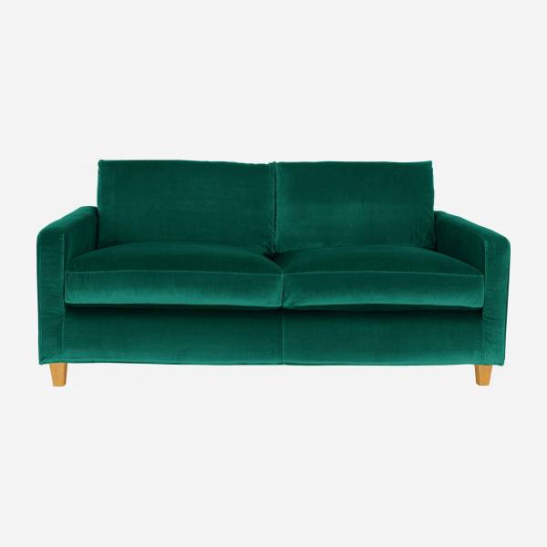 2-Sitzer-Sofa aus Samt - Grün - Eichenfüße