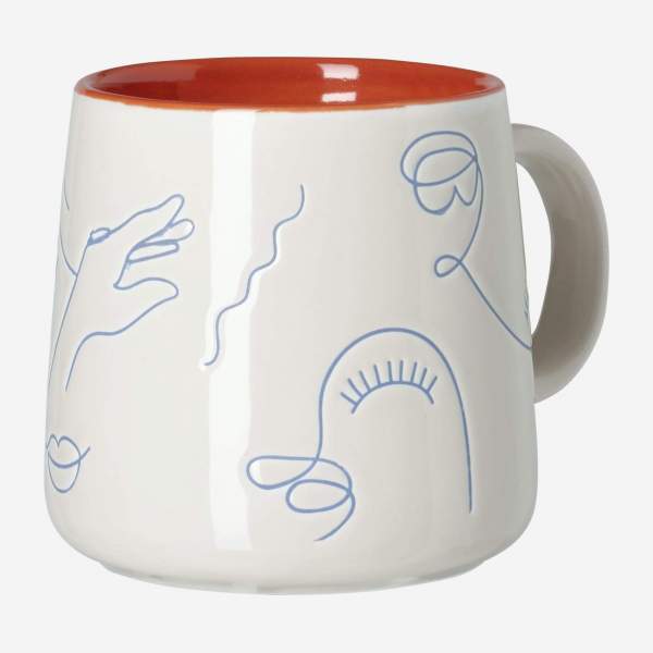 Mug en porcelaine - 330 ml - Motif visage by Floriane Jacques