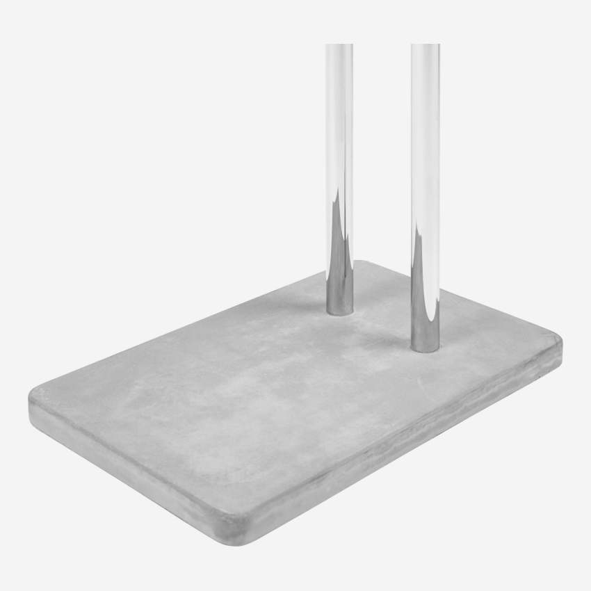 Metal double towel rail with concrete base - Grey