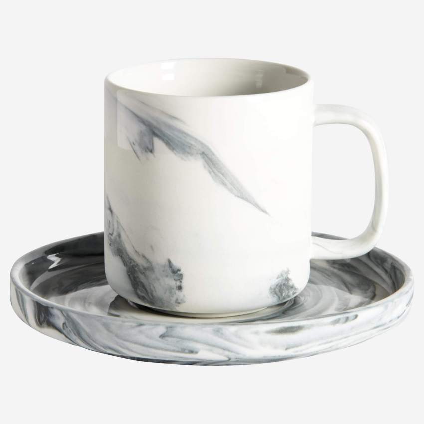 Porcelain coffee cup and saucer - Grey