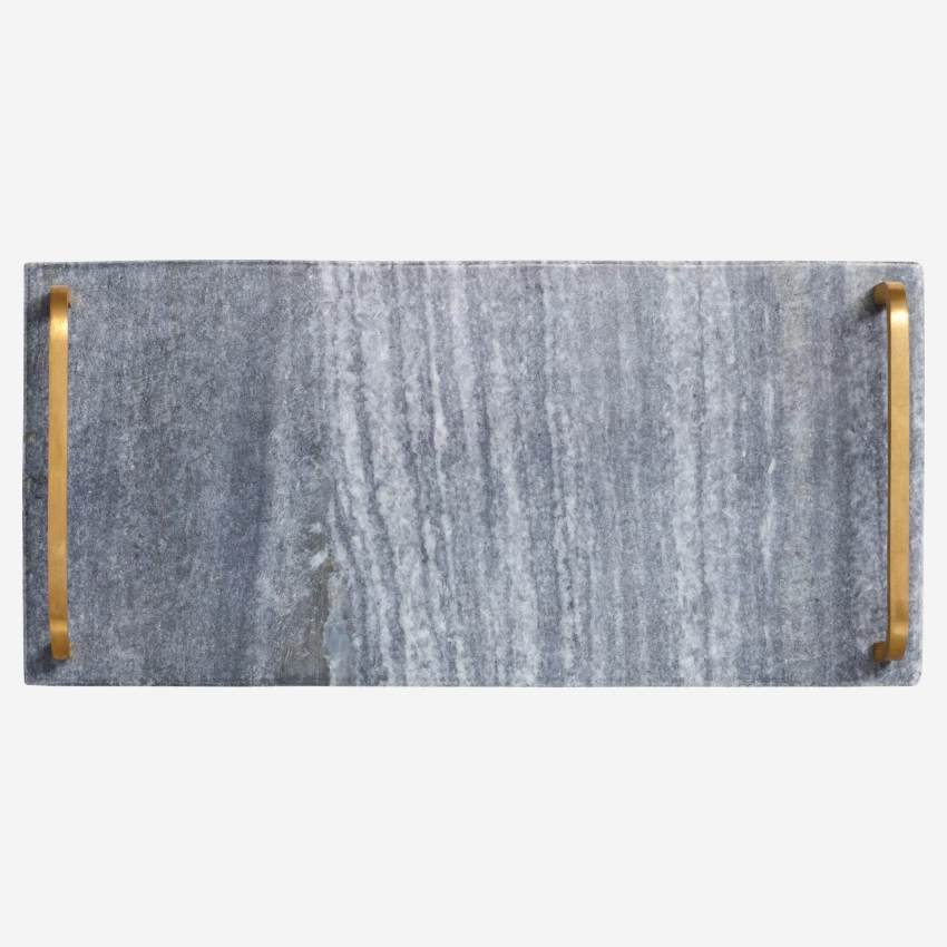 Rechteckiges Tablett aus Marmor - 40 x 18 cm - Grau