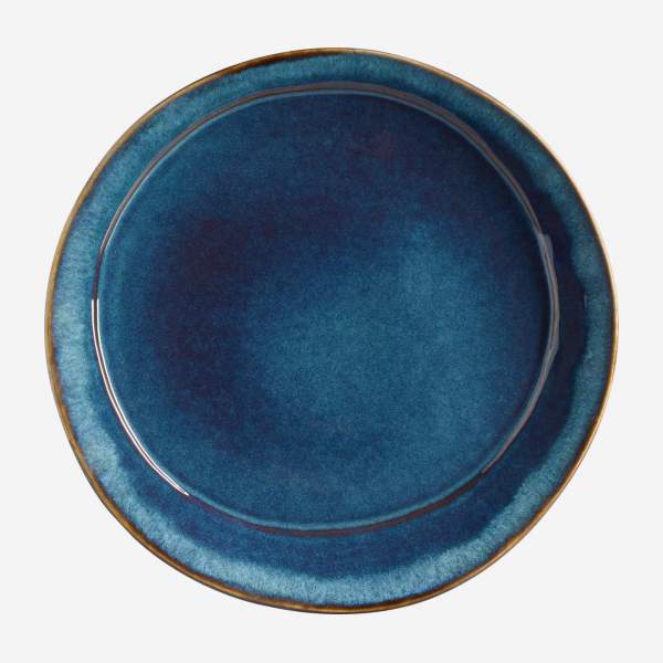 Flacher Teller aus Sandstein - 27 cm - Blau