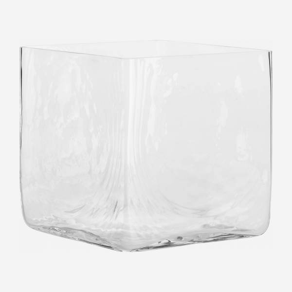 Vase carré en verre - 22 cm - Transparent