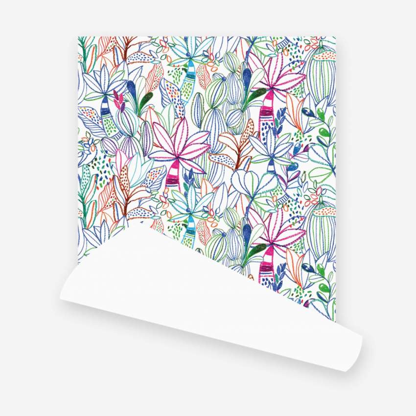 Vliestapete mit pflanzlichem Muster - Design by Floriane Jacques
