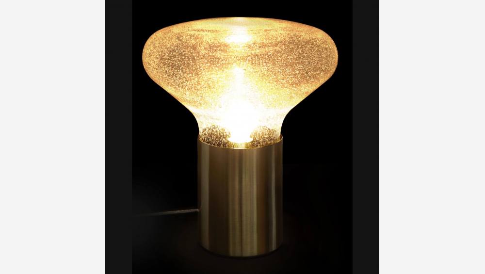 Lampe de table 42,5cm en verre fumé et base en laiton brossé doré