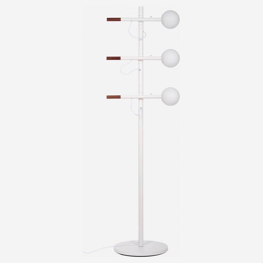 Lampadaire 160cm en métal, noyer et verre - Design by Gaston Lobet