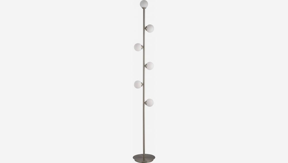 Lampadaire à LED en métal et verre - Hauteur 141 cm - Argent