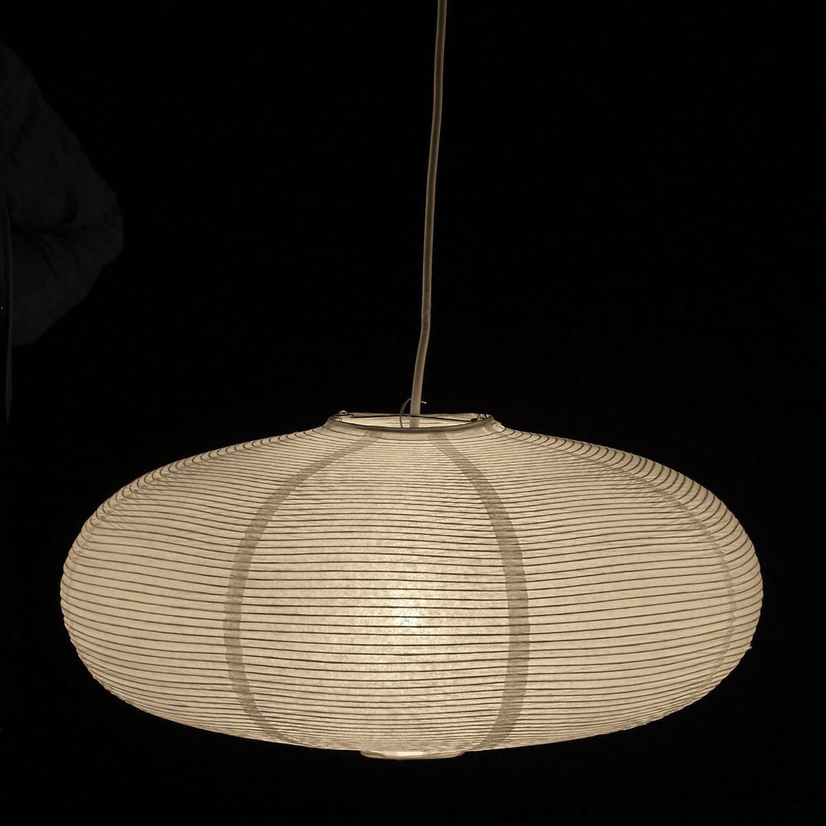 pantalla de lampara de techo ovalada de papel blanca diametro 48cm