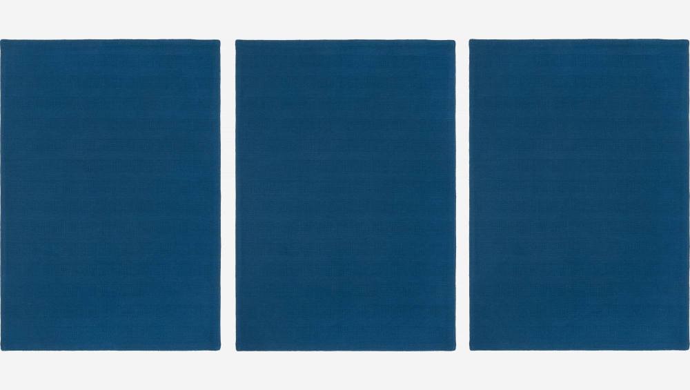 Set of 3 tea towels (50x70cm) cobalt blue cotton
