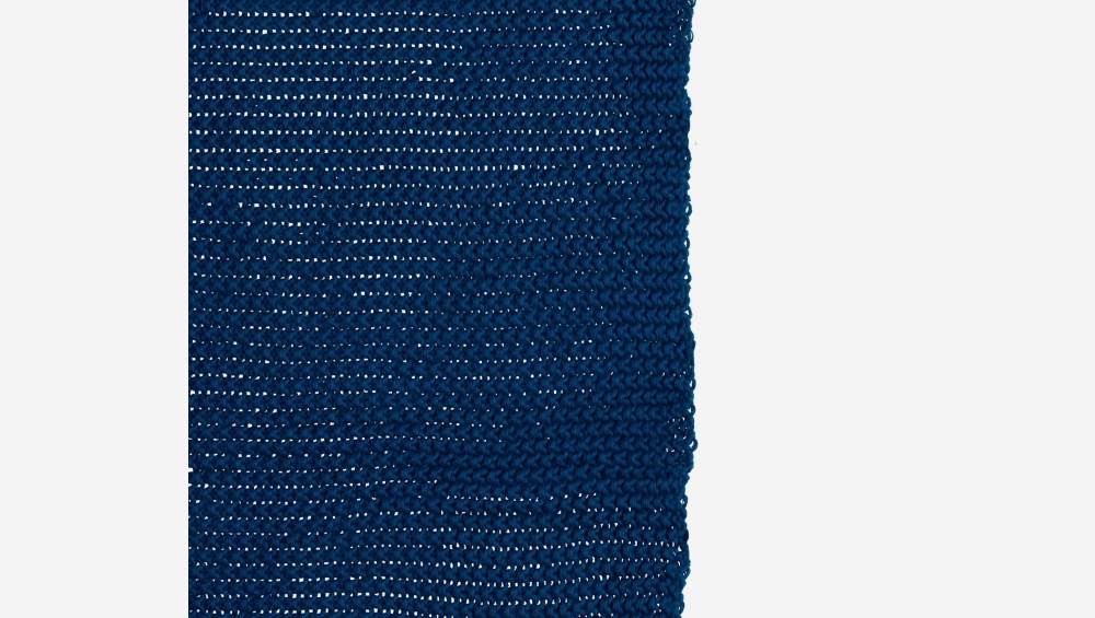 Plaid tricoté en coton - 130 x 170 cm - Bleu