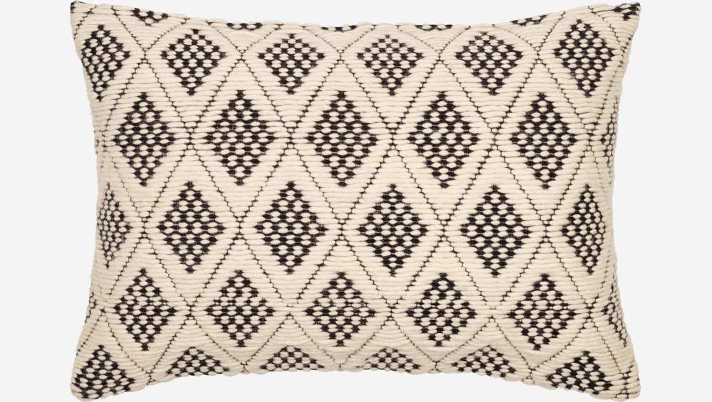 Cushion 40x60cm black and white woven wool
