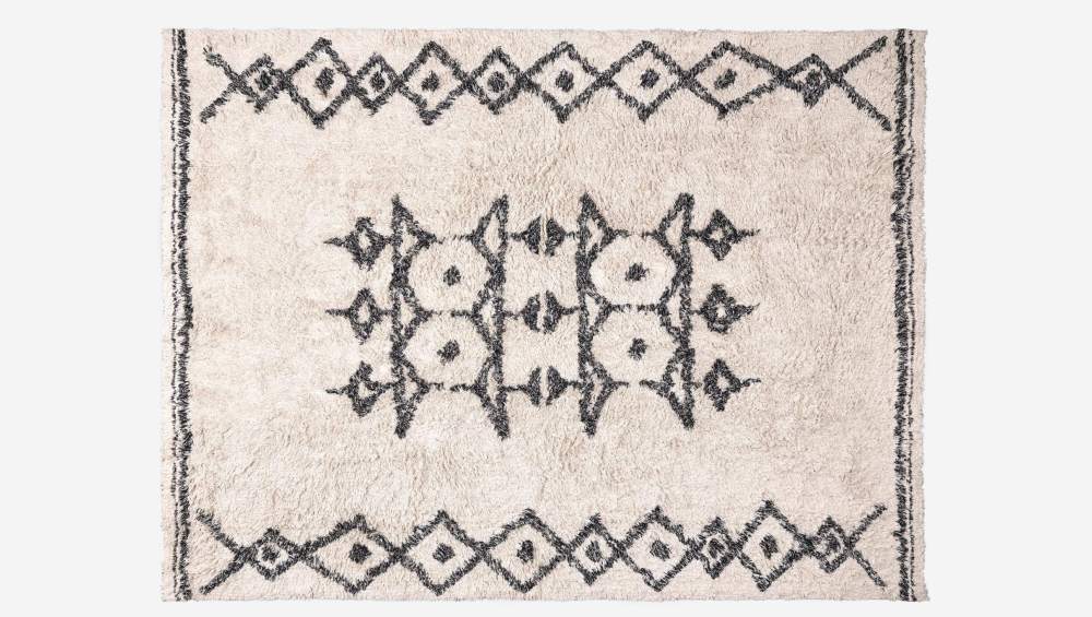Berber style tufted rug 170x240cm black and white cotton