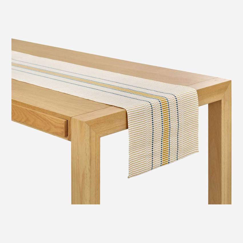 Table runner with mustard motif