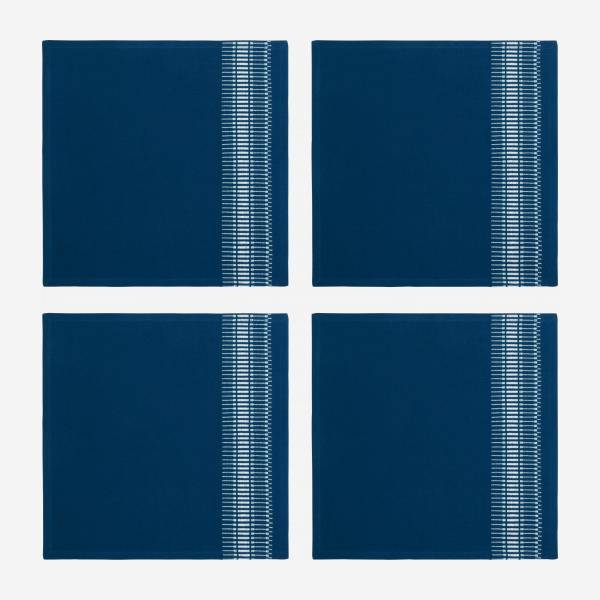 Lote de 4 servilletas de algodón - 45 x 45 cm - Azul