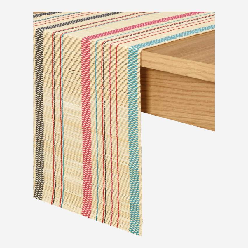 Chemin de table en bambou - 200 x 33 cm - Rayures de couleur