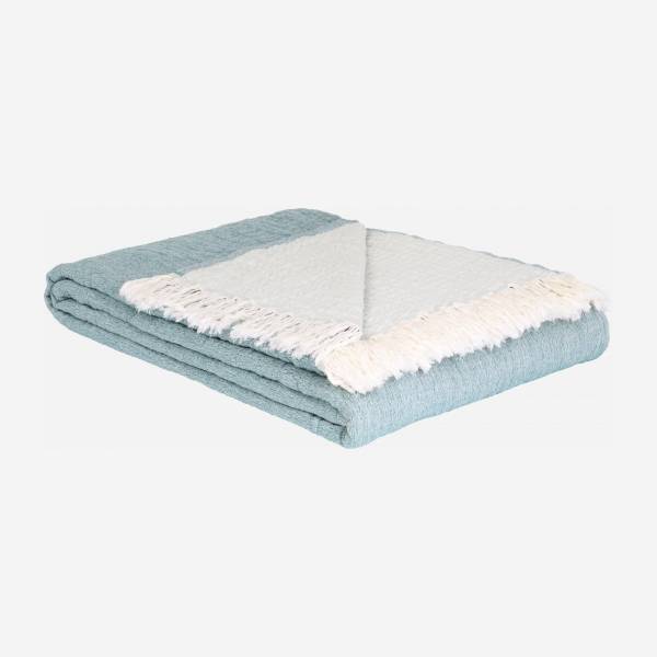 Dessus de lit réversible en coton lavé - 230 x 260 cm - Vert et Beige