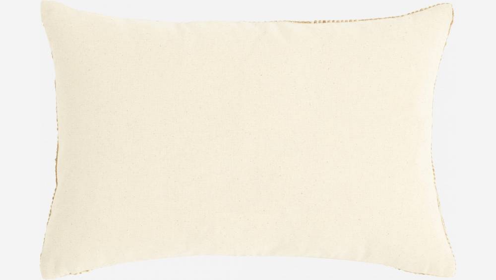 Cojín tejido de algodón y yute - 30 x 50 cm - Blanco y natural 