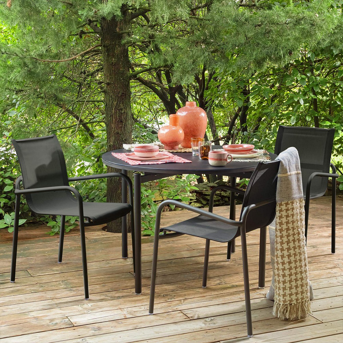 Swan - Silla de Jardín con Reposabrazos de Aluminio - Gris oscuro - Habitat