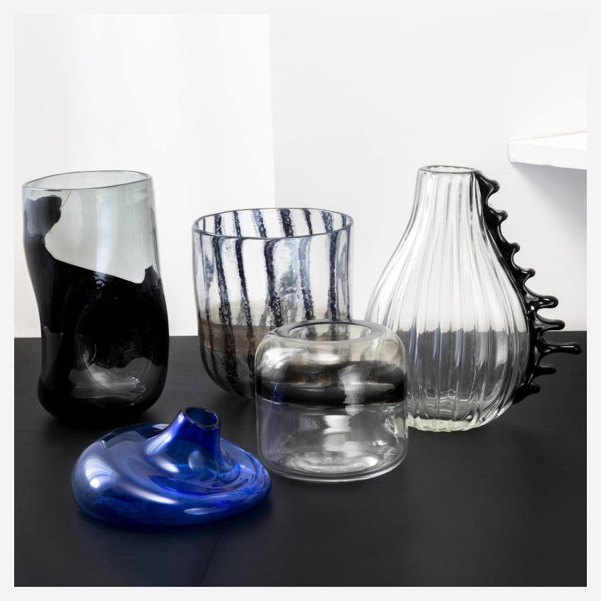 Jarrón de vidrio soplado - Azul - 11,5 cm