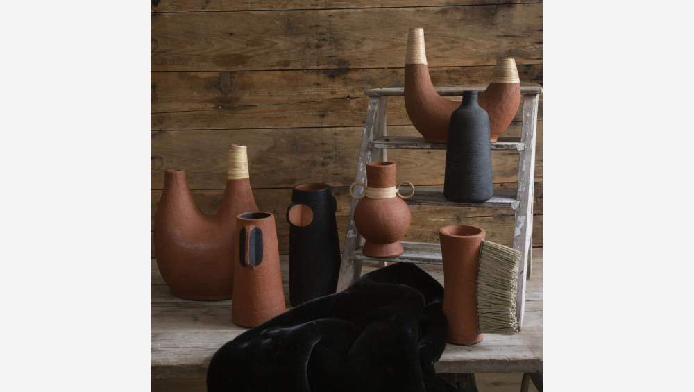 Vase en terracotta - 36 cm - Noir