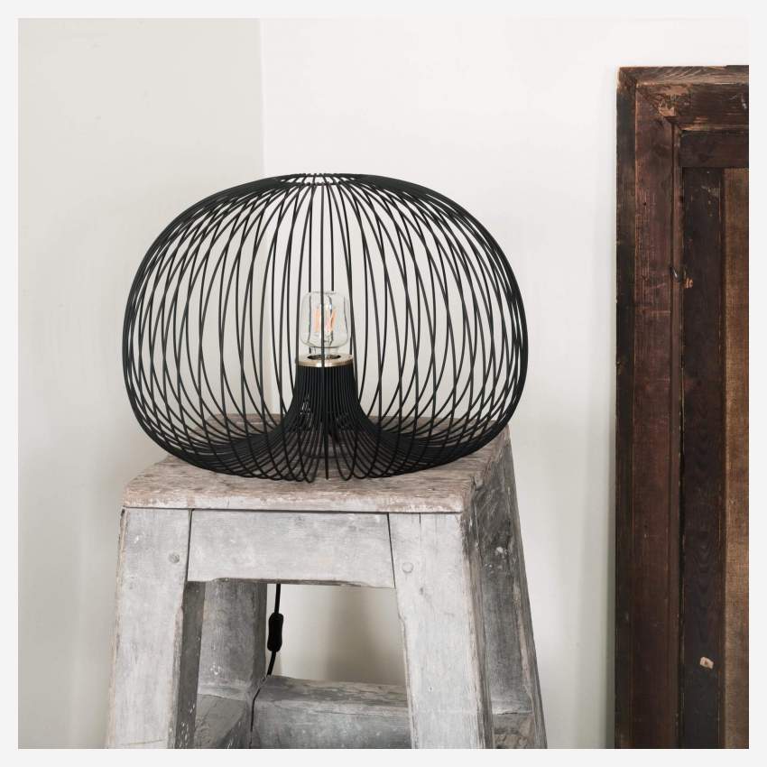 Lampe de table en métal - Diamètre 50 cm x Hauteur 34 cm - Noir